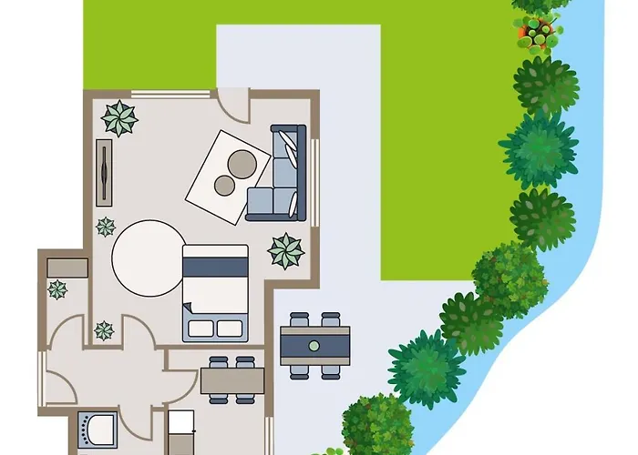 Studio-apartment Mit Garten, Parkplatz & Kueche *